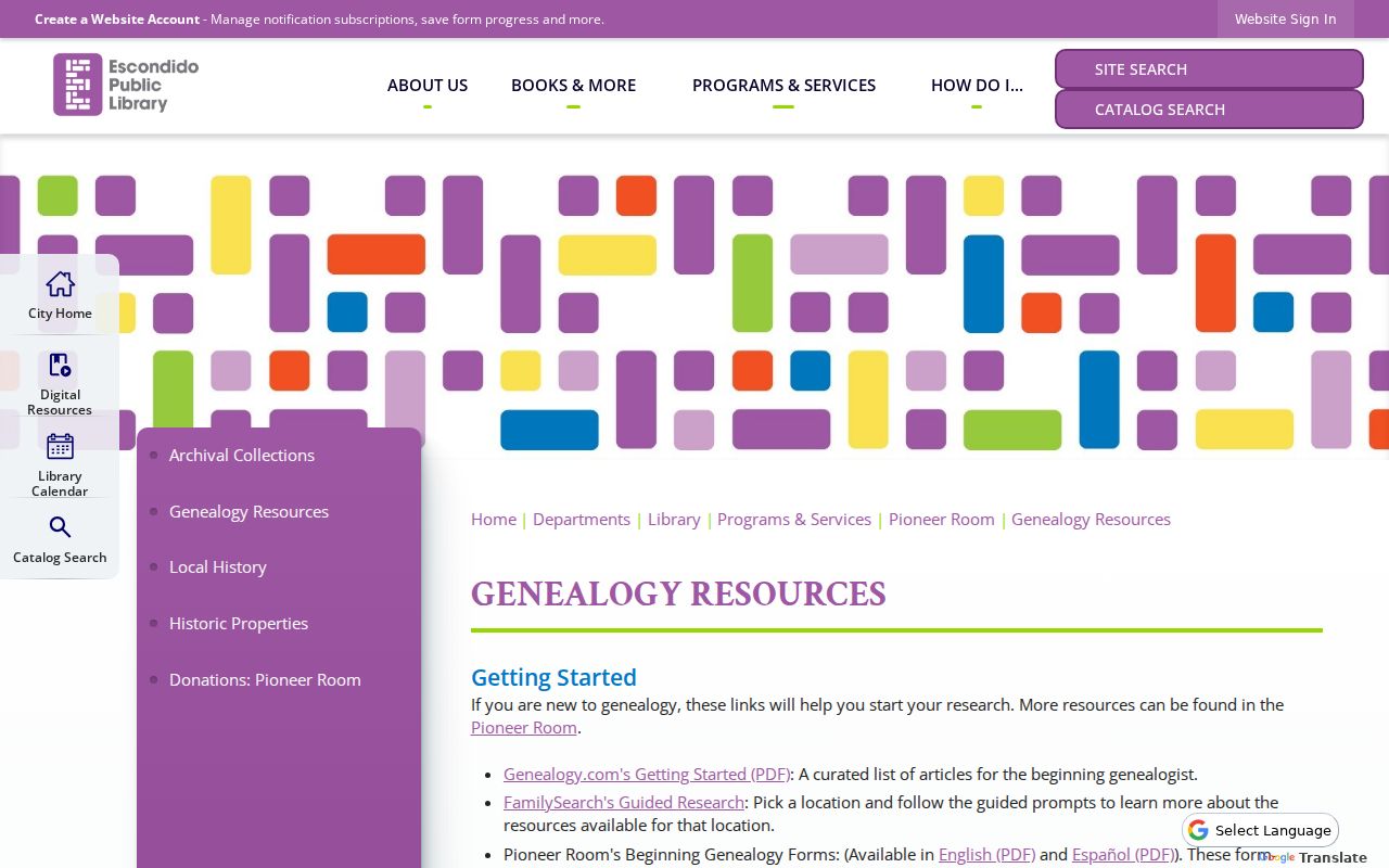 Escondido city directory library genealogy resources