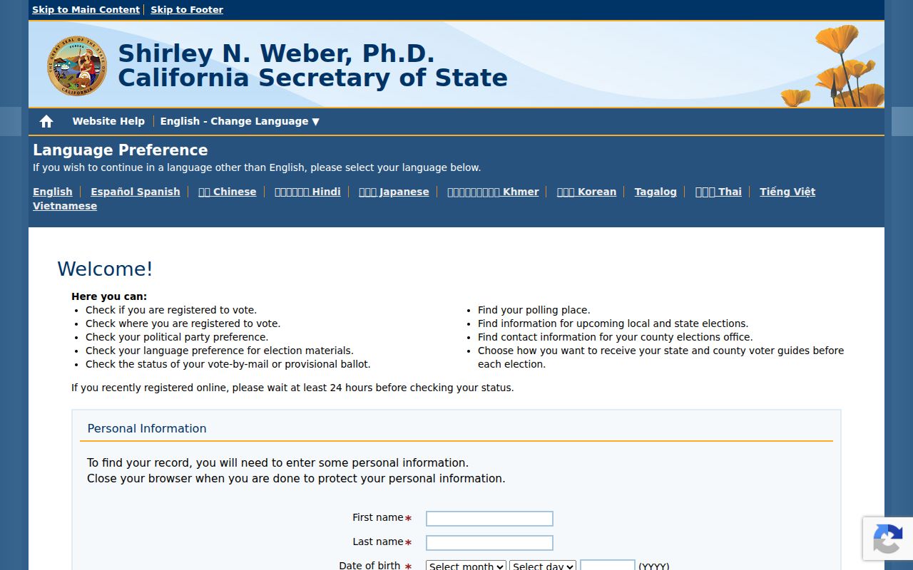 Escondido residents directory California voter status lookup