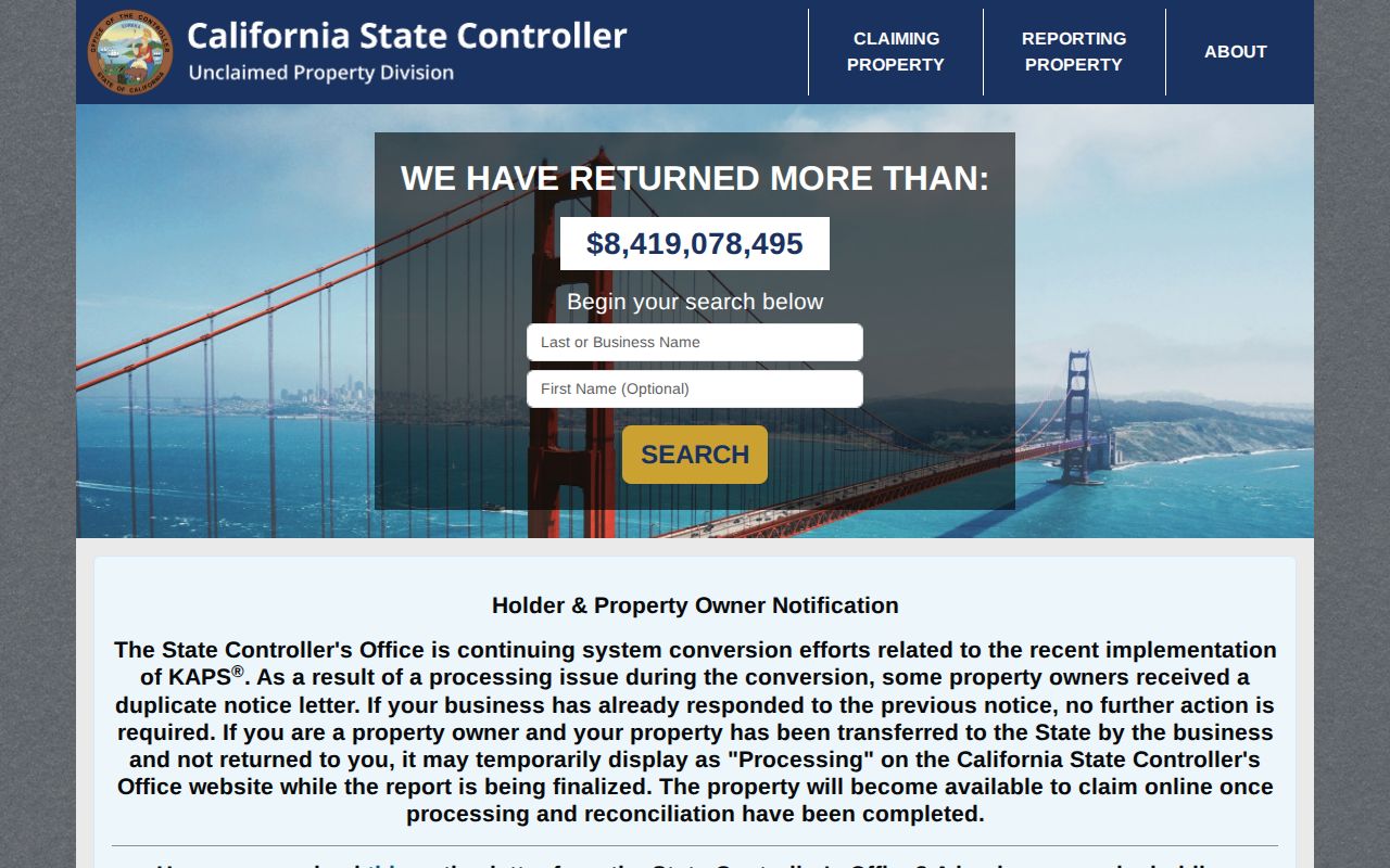 Escondido neighbors California unclaimed property search