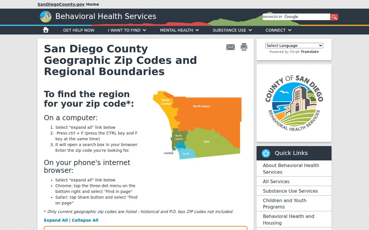 Escondido ZIP code directory county ZIP map